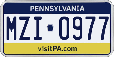 PA license plate MZI0977