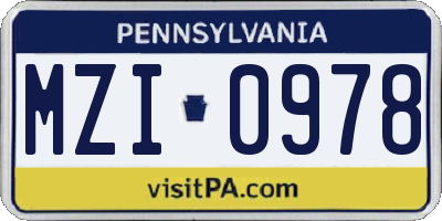 PA license plate MZI0978