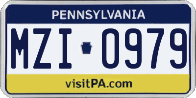 PA license plate MZI0979