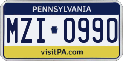 PA license plate MZI0990