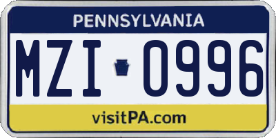 PA license plate MZI0996