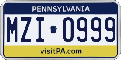 PA license plate MZI0999