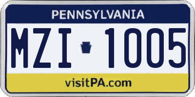 PA license plate MZI1005