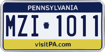 PA license plate MZI1011
