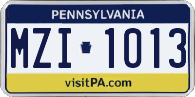 PA license plate MZI1013