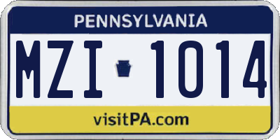 PA license plate MZI1014