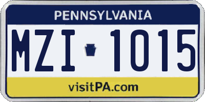 PA license plate MZI1015