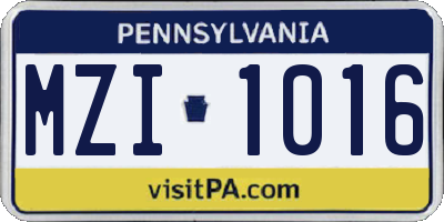 PA license plate MZI1016