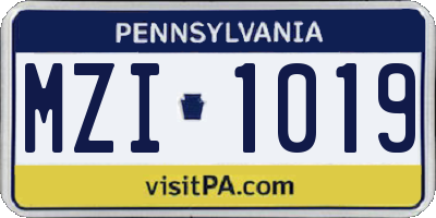 PA license plate MZI1019
