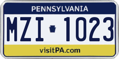 PA license plate MZI1023