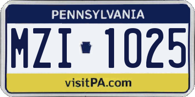 PA license plate MZI1025