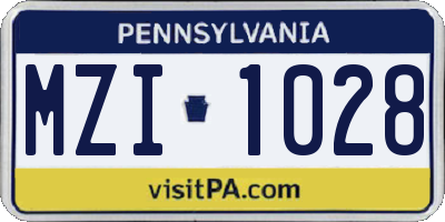PA license plate MZI1028