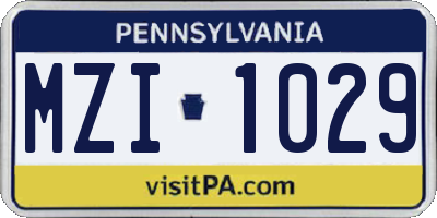 PA license plate MZI1029