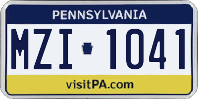 PA license plate MZI1041