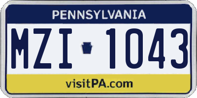 PA license plate MZI1043