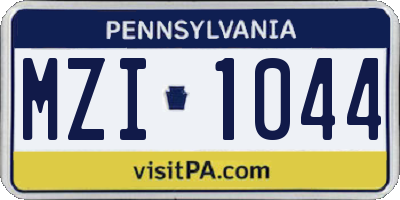 PA license plate MZI1044