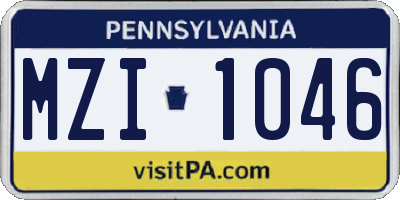 PA license plate MZI1046