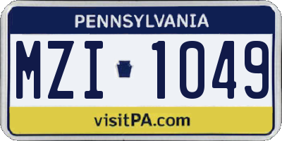 PA license plate MZI1049