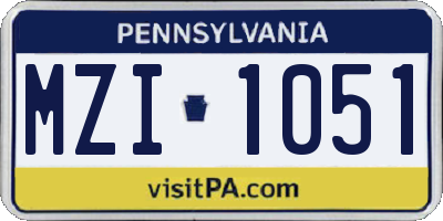 PA license plate MZI1051