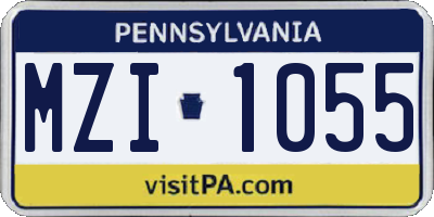 PA license plate MZI1055