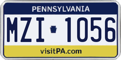 PA license plate MZI1056