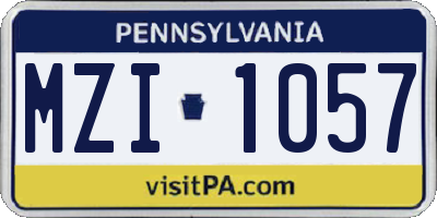 PA license plate MZI1057