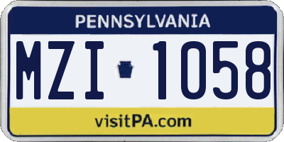 PA license plate MZI1058
