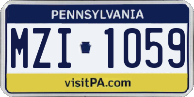 PA license plate MZI1059