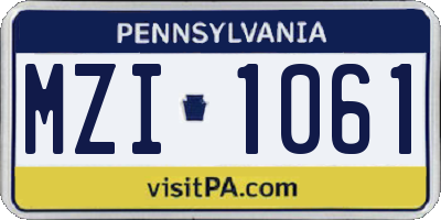 PA license plate MZI1061