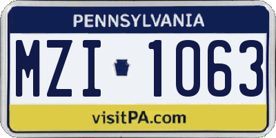 PA license plate MZI1063