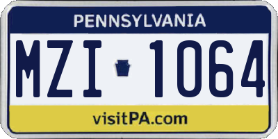 PA license plate MZI1064
