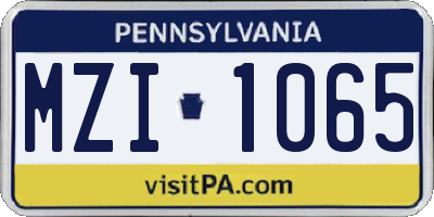 PA license plate MZI1065
