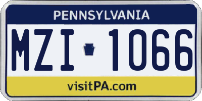 PA license plate MZI1066