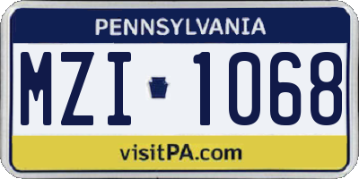 PA license plate MZI1068
