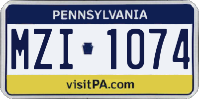 PA license plate MZI1074