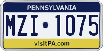 PA license plate MZI1075