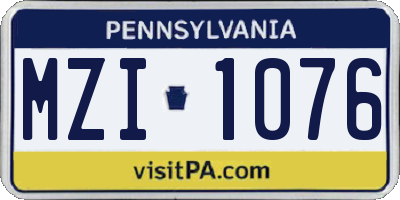 PA license plate MZI1076