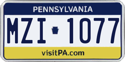 PA license plate MZI1077
