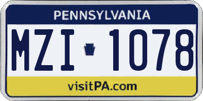 PA license plate MZI1078