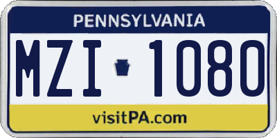 PA license plate MZI1080