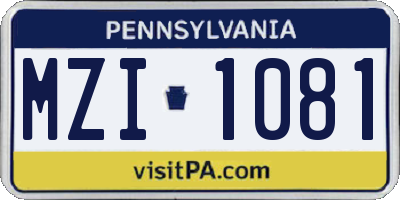 PA license plate MZI1081