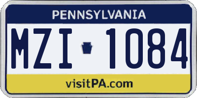 PA license plate MZI1084