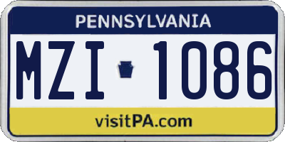 PA license plate MZI1086