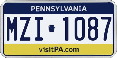 PA license plate MZI1087