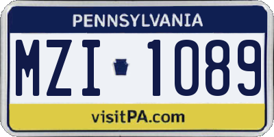 PA license plate MZI1089