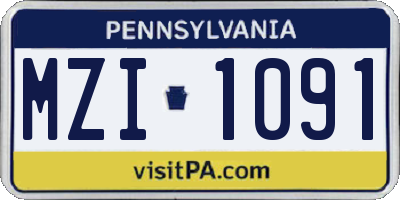PA license plate MZI1091