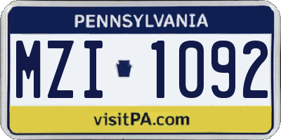 PA license plate MZI1092
