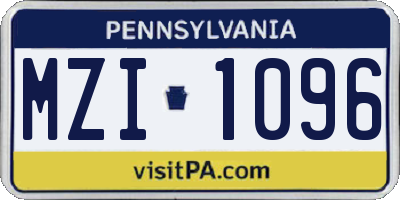 PA license plate MZI1096