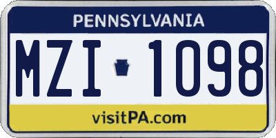 PA license plate MZI1098