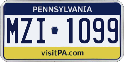 PA license plate MZI1099